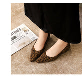 Leopard Print Suede Pointed Toe Wedge Heels